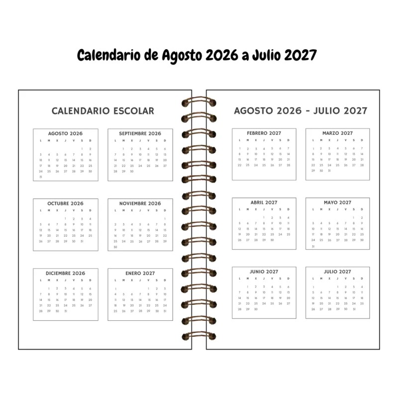 Agenda Escolar Diaria 2026 -2027 Personalizada Pasta Dura 10