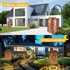 Solar Lights for Outdoor Hanging - 1 Piece Solar Lights for Outdoor Garden - IP65 Waterproof Solar Lantern for Outdoor Metal Solar Garden Lights for Outdoor Garden Balcony Decorative Lighting (1 Piece