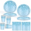 COLANANA Party Supplies,60PCS Baby Blue Birthday Decorations Party Tableware Set