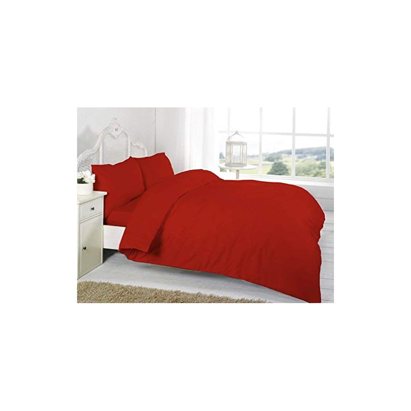 R&Z Plain Dyed Percale Polycotton Duvet Cover & 1 Pillow