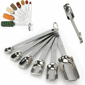 Buy-Simplicity® Shovel Spoon Set 6Pcs Stainless Steel Measuring Spoons Narrow Measuring Teaspoon Set Measuring Scale Cup Dry Liquid Spice Sugar Coffee Kitchen