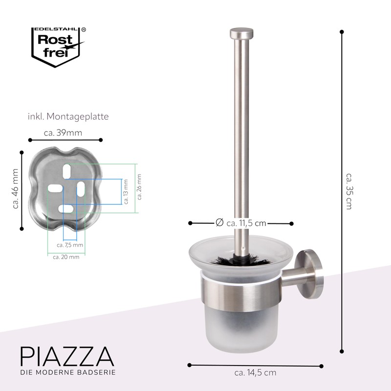 Piazza Bathroom Range WC Brush Holder made of High-Quality Stainless