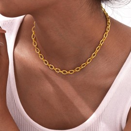 meberg Karma NH11052991 Women's Gold Stainless Steel Gold-Plated Necklace and Bracelet Chain Link Bracelet Gift Set for Women