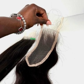 Single Knots Pre-Plucked Film Thin Raw Hair 2*6 Hd Lace Closure 5*5 6*6 13*4 13*6 HD Glueless Frontal Clsoure Small Knotscolor: Deep Wavy, stretched length: 14inches, toupee size: HD 4x4
