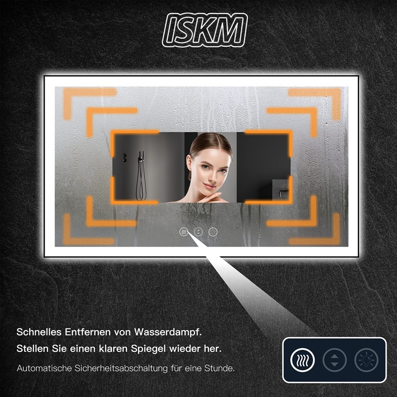 ISKM Framed LED Mirror for Bathroom 20"x28", Dimmable LED Bathroom
