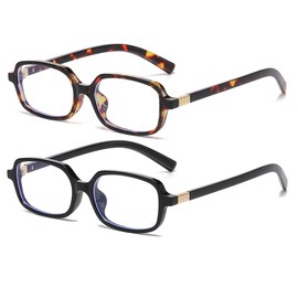 NIDOVIX 2Pcs Retro Small Oval Frame Glasses for Women Men 90s Oval Lens Non-prescription Nerd Cosplay Eyeglasses (Tortoise+Black)
