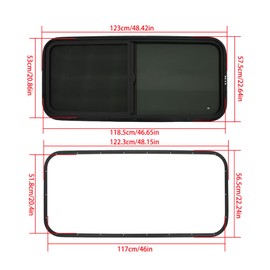 labwork 48W x 22H Aluminum Alloy Tempered Glass Window Horizontal Slider RV Window Cargo Trailer W/ Screen Black