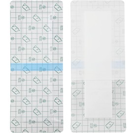 Long Waterproof Bandage Knee Replacement Surgery | 4x12 Inch Shower Protector Island Dressing Pad Bordered Gauze | Hip Surgery Recovery Large Wounds Incision Cover with Adhesive Border (Pack of 14)