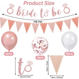 16Pcs Hen Party Decoration Set, Includes 1 Bride To Be Letter Banner, 1 Triangular Banner, 14 Latex Ballons, Bride To Be Banner Balloons Decoration Set for Bridal Shower Wedding Hen Night Party Decor