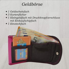 Small Handy Party Disco Leather Wallet with RFID Protection for Men and Women, Pink black, Modern