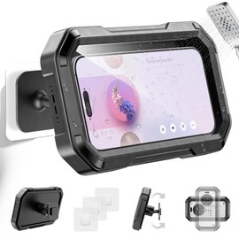 KDD Soporte de Teléfono Impermeable para Ducha - Funda Desmontable con Rotación de 360° - Diseño Sensible al Tacto Cerrado - Soporte para Espejo de Baño, Accesorios para Celulares de 4 a 6.7”