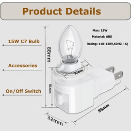 TWDRTDD Plug in Night Light, Adjustable E12 Base Socket with On/Off Switch for Making Decorative Night Lights (White,1-Pack)