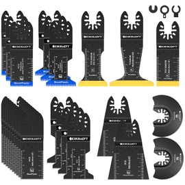 EXKRAEFT 30Pcs Titanium Multitool Blade Kits for Metal Wood and Drywall, Japanese Tooth Multi Tool Blades, Universal Oscillating Saw Accessories Fit Milwaukee Ryobi Rockwell Fein and More