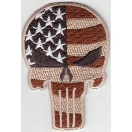 Unbranded USA flag  in Punisher (Tan) Embroidered Patches 3.5"x2.5" iron-on