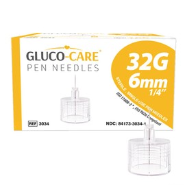 GLUCO-CARE Pen Tips 32G x 6mm, Universal Fit, 100/bx, Sterile, Comfort