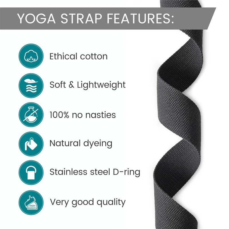 Yoga Studio YS/Strap/DRing/2.5/Grey/OL Belt Loop Metal D-Ring Buckle Graphite Grey