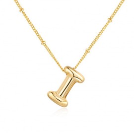 Collane iniziali per donne e ragazze Collana con ciondolo lettera A-Z placcata in oro 14k Collane monogramma Gioielli con iniziale alfabeto (Gold-I)