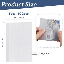 SUNNYCLUE 100Pcs Card Holder Protector PVC Card Sleeves White Plastic Waterproof Soft Social Security Medicare Cards Cover Case Pockets Protector for Credit Business SSN Insurance ID Card Holders