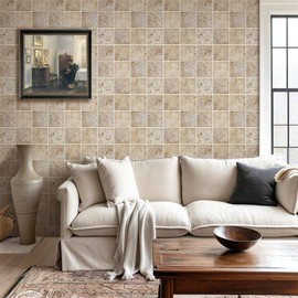 Commomy Faux Stone Wall Panels - 10 pcs 3D Stone Peel and Stick Tile 11.8'' x 11.8'' Ultralight PVC Stone Textured Backsplash for Fireplace, Kitchen, Interior Wall Tiles