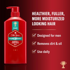 Old Spice Pure Sport 2-in-1 Shampoo and Conditioner Set for Men, Healthier, Fuller, More Moisturized Looking Hair, 29.2 Fl Oz Each, Twin Pack