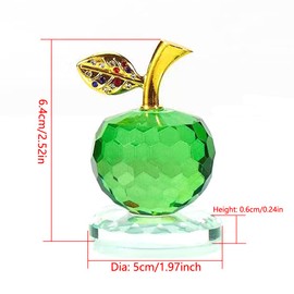 LOTOWELZON 50mm/1.97in Base Stand Crystal Apple Figurine Home Decor Crystal Paperweight Ornament Collectible Crafts, for Wedding Birthday Christmas (Green w/Flat Base)