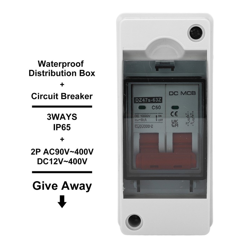 DC Circuit Breaker 2P 50A Miniature Isolator Switch IP65 Waterproof