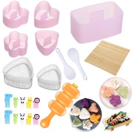 GAESHOW Onigiri Mold Kit, 21Pcs Rice Mold Maker Kit, Rice Shaper Sushi Mold for Kids, Bento Accessories Triangle Rice Ball Maker, Sushi Maker Tool for Kids Bento Lunch and Home DIY
