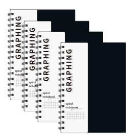 Rinrda A5 Graph Paper Spiral Notebook 8.5" x 5.7"-4 Pack Grid Notebook Hardcover Notebook 120 Pages 100 GSM Thick Graphing Paper Notebook Hardcover Journal for School, Office, Artist Writing/Drawing(