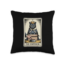 Cat Tarot Card The Emperor Cat In Box Lover Funny Cat Throw Pillow