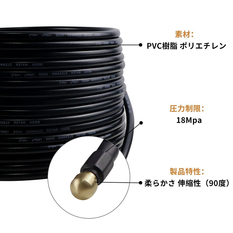 Pipe Cleaning Hose Karcher 10m Reverse Injection 18Mpa (2610PSI) Compatible
