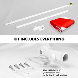 UD_G128 Combo Pack: 6 Feet Tangle Free Spinning Flagpole (White) Alabama AL State Flag 3x5 ft Printed 150D Brass Grommets (Flag