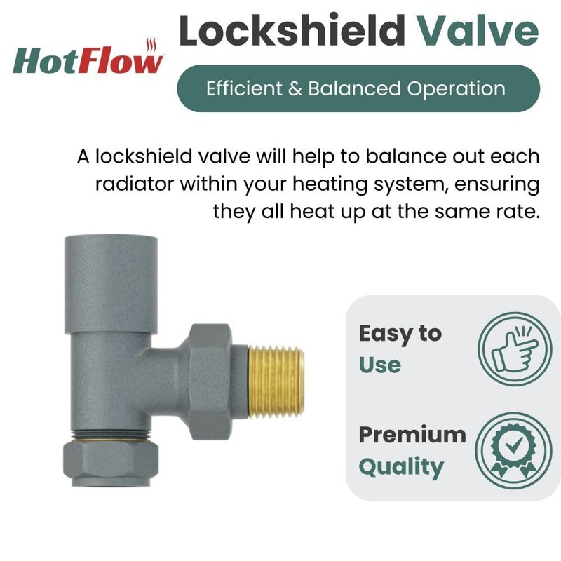 Hot Flow Grey Cascade Angled Modern TRV Thermostatic Radiator Valve