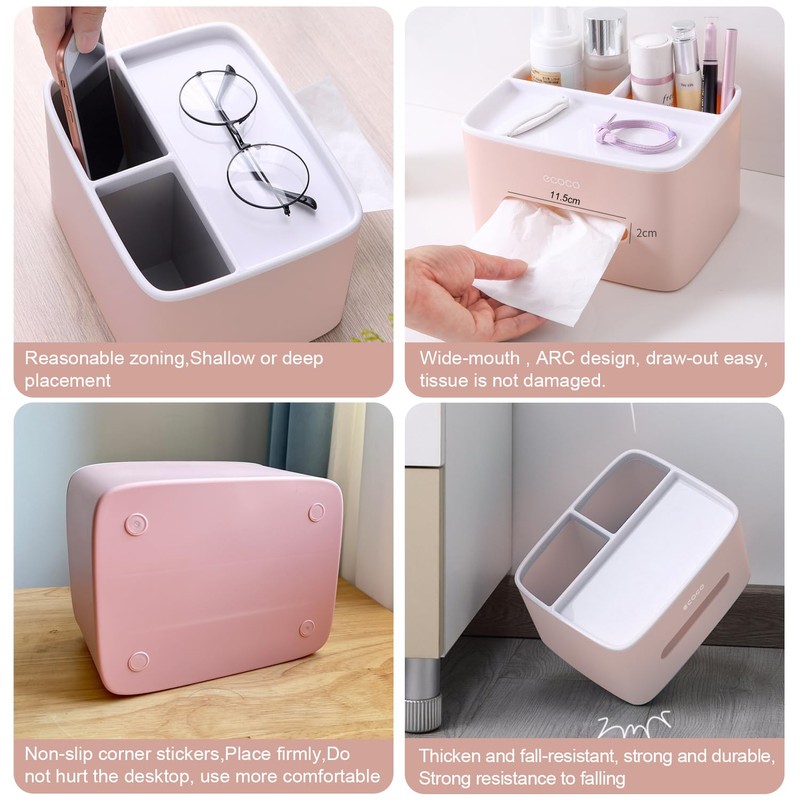 MultiFunctional Tissue Holder Dispenser, Tissue Box Cover with Storage,desktop storage
