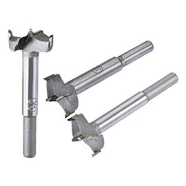 sourcing map Forstner Wood Boring Drill Bits 26mm 27mm 28mm Dia. Hole Saw Carbide Alloy Steel Tip Round Shank Cutting for Hinge Plywood Wood Tool 3in1 Set