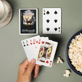 Lantern Press Northwoods, Wisconsin, Deer and Sunrise (52 Playing Cards, Poker Size Card Deck with Jokers)