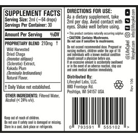 Life Cykel - Chaga Mushroom Extract with Kakadu Plum - Double Extracted Mushroom Tincture - Non-GMO Immune Support Supplement for Adults and Kids - 2 Fl Oz