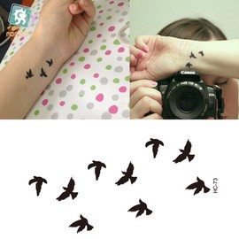 EROSPA® Temporary Tattoo Sheet 10.5 x 6 cm Birds Black