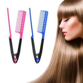 V Shaped Comb, Hair Straightening Plastic Comb, V Shape Comb, Hairdresser Styling Tool Comb, for Hair Styling, Hairdresser, Home, Curly Hair, Straight Hair, to Prevent Tangle (Pack of 2) Butyeak