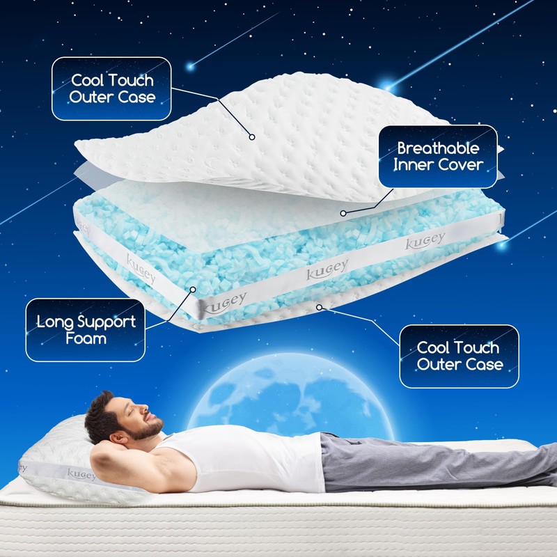 Luxury Cooling Side Sleeper Pillow for Neck and Shoulder Pain,