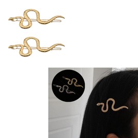 Gold Snake Hair Clips for Women Girls Snake Barrette Metal Snake Clip for Women Thick Thin Hair Non Slip Vintage Snakes Hairpin Snake Hair Pin Barrettes Accessories 2 Pcs