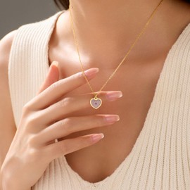 925 Sterling Silver Mustard Seed Necklace for Women Heart Pendant Necklace Dainty 14k Gold Plated Faith Graduation Necklaces Jewelry Baptism Confirmation Religious Christian Back To School Gifts (Gold)