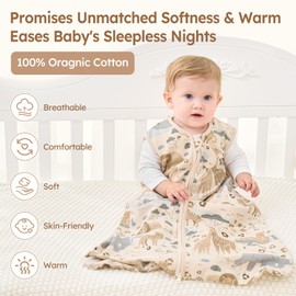 Unnivoll Baby Sleep Sack 12-18 Months 100% Cotton Lightweight 0.5 TOG Wearable Blanket Baby Sleep Bag with 2-Way Zipper for Infant Toddler Apricot Elephant