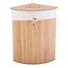Giantex Corner Laundry Hamper with Lid, Bamboo Laundry Basket with