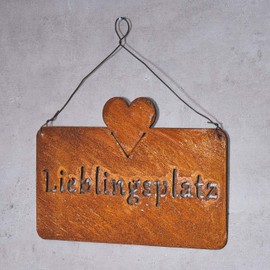 levandeo Sign Favourite Place 25 x 16 cm Heart Garden Decoration Door Sign Wall Picture Concrete
