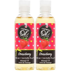 Lovehoney Strawberry Massage Oil - Infused with Essential Oils - Vegetarian Friendly - 100ml (Pack of 2)