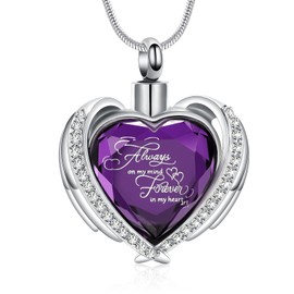 Minicremation Cremation Jewelry for Ashes Pendant - Crystal Heart Urn Necklace with Mini Keepsake Urn Memorial Ash Jewelry