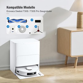 KTNAid 18 St1ck Zubeh?r f1r Ecovacs Deebot T30S / T30S PRO Saugroboter, 1 Hauptb1rste 4 Staubbeutel 4 Wischt1cher 4 Filter 4 Seitenb1rsten 1 Reinigungsb1rste