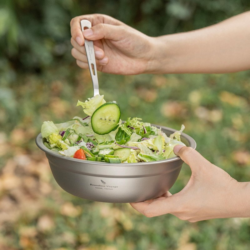 Boundless Voyage Camping Plate Titanium Pan Dish Bowls Set Ultralight
