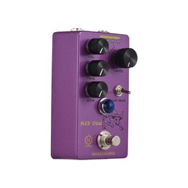 Mingzhe MAD Cow Guitar Distortion Effects Pedal GAIN/VOL/TONE/VINT/MOD/4-Mode Knob DC 9V 6.35mm Input/Output Interface Electric Guitar Distortion Effector with True Bypass