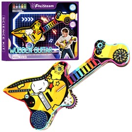 FoxiSteam 3D Wooden Puzzle - DIY Electric Guitar with Sound, LED Lights, Chargable, Adjustable Tone & Stress-Relief Roller – Fun UV Printed 3D Wooden Puzzle Music Toy for Kids & Adults
